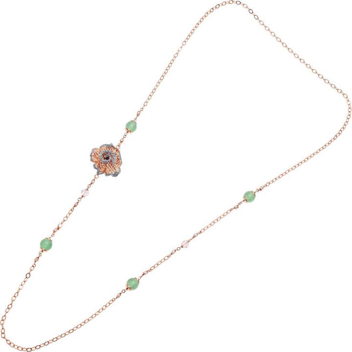 Image du produit Ottaviani Collier en bronze doré rose avec paillettes d'argent, agate, cristaux et perles bijoux