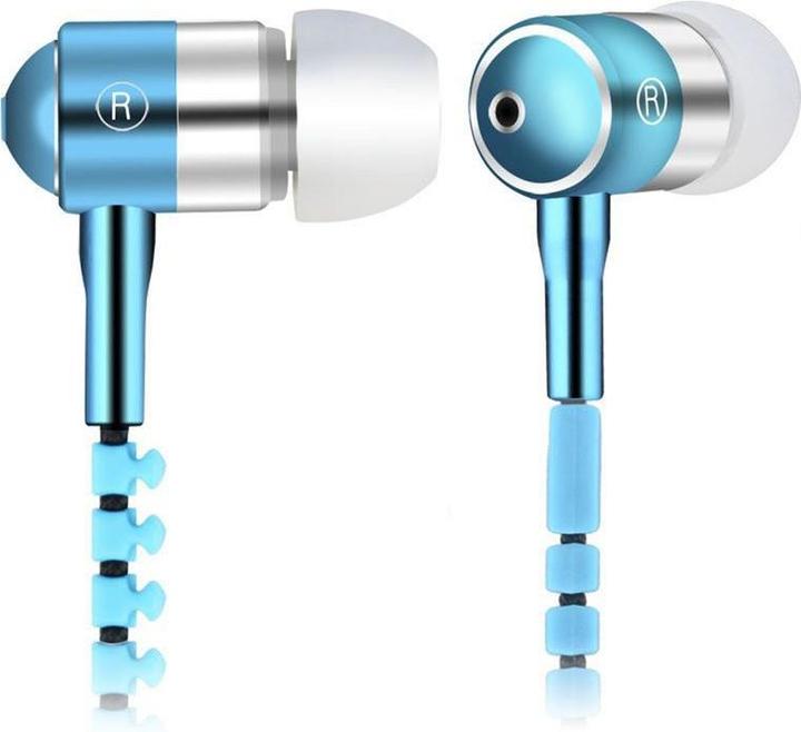Produktbild Hermex In Ear ZIPPER Headset mit Fernbedienung BLAU für alle Android Smartphones (Kabelgebunden)