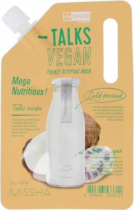 Actual product image Missha Talks Vegan Squeeze Pocket Sleeping Mask Moisturising And Nourishing All-Night Mask For Dry