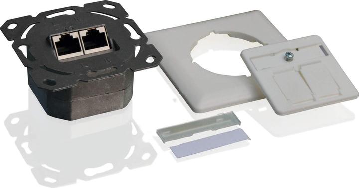 Helos Anschlussdose, Cat 6A (EIA/TIA), AP/UP, 2 Port, vertikal, reinweiss (UTP, CAT6)