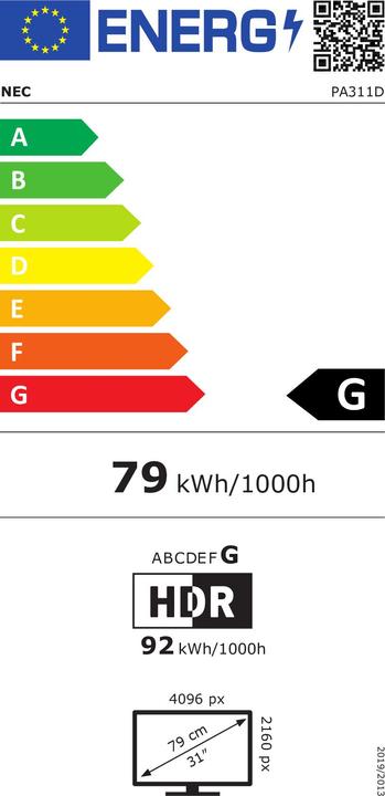 Energy Label NEC PA311D (4096 x 2160 pixels, 31")