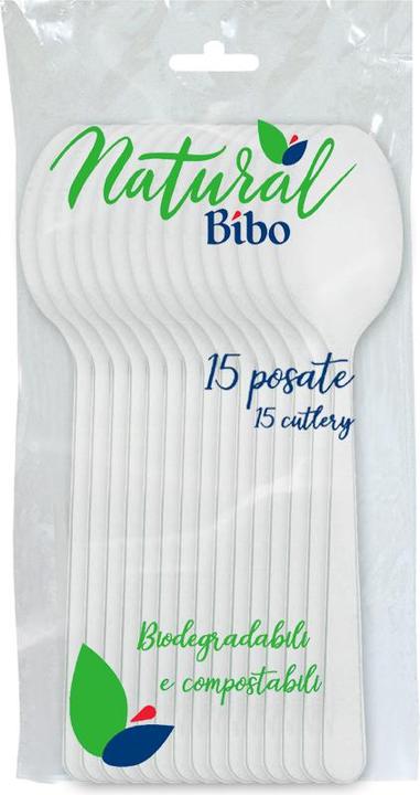 Image du produit Bibo 15 cuillères en bioplastique blanc (15 x)