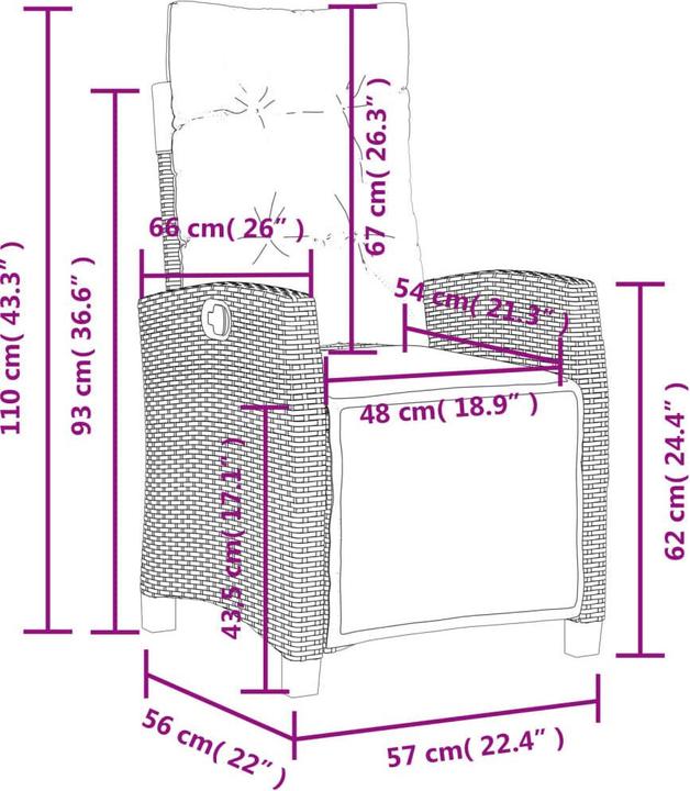 Produktbild VidaXL Gartensessel mit Fussteil Verstellbar