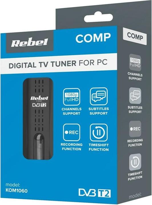Actual product image Rebel Televizorius Comp Imtuvas DVB-T2 DVB-C DVB-T H.265 HEVC USB (USB, DVB-T2, DVB-C, DVB-T)