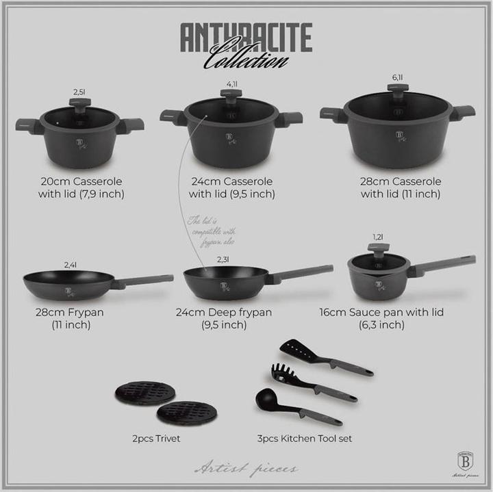 Produktbild BerlingerHaus 15-teiliges Kochgeschirr-Set (24 cm, Pfannenset + Topfset, Aluminium)