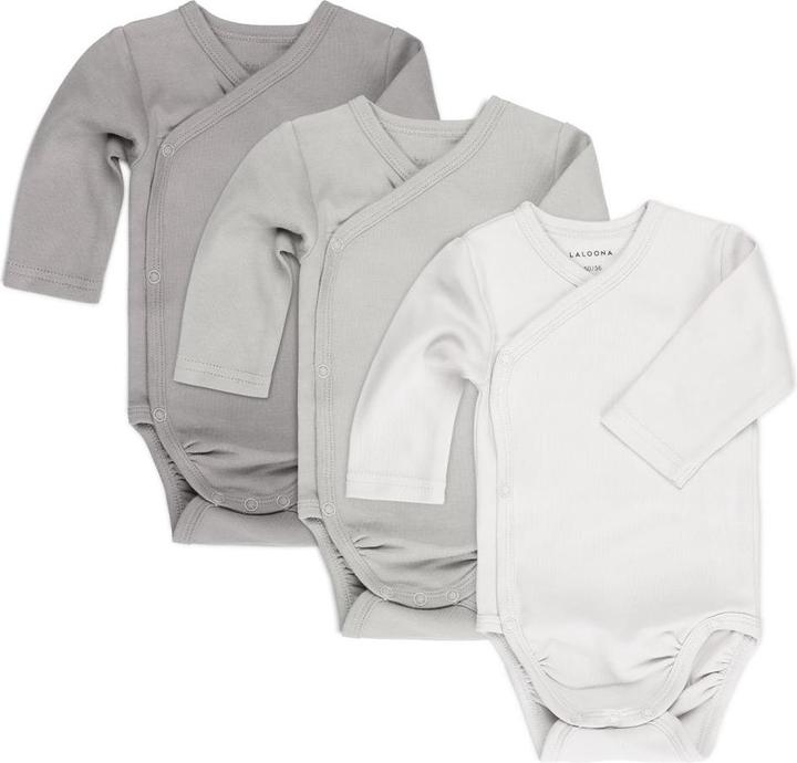 La Loona LaLoona Baby-Bodys & Wickelbodys Wickelbody Langarm 3er Pack - Natur - (68)