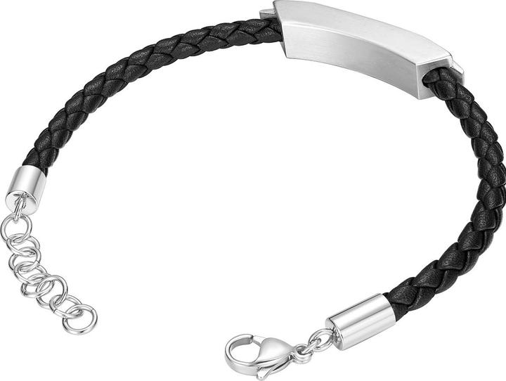Actual product image Police Gripcord bracelet (21 cm, Leather, Stainless steel)