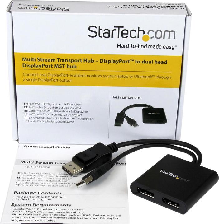 Produktbild StarTech Mst Hub - 2-Port Displayport (Digital -> Digital)