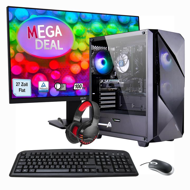 Produktbild Hyrican MegaDeal Gaming-PC Striker SET2487 7374 + MSI PRO MP273ADE + Maus, Tastatur & Headset (AMD Ryzen 7 5700X, 32 GB, 1000 GB, GeForce RTX 4060)
