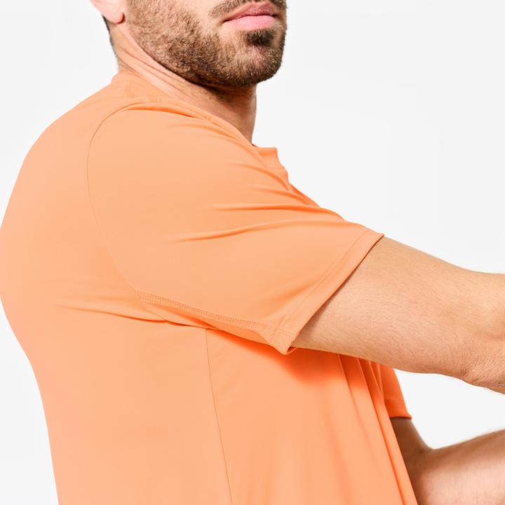 Image du produit Domyos Men's Short-Sleeved Crew Neck Breathable Fitness T-Shirt - Orange (S)