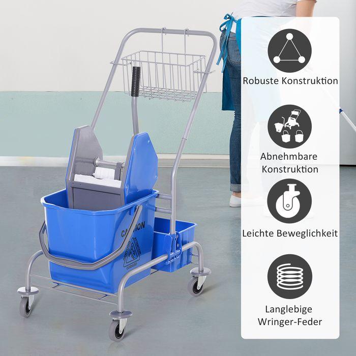 Actual product image Swisshandel24 Putzwagen Reinigungswagen Fahreimer Putzeimer 25 Liter mit 4 Rollen Blau (1 pcs.)