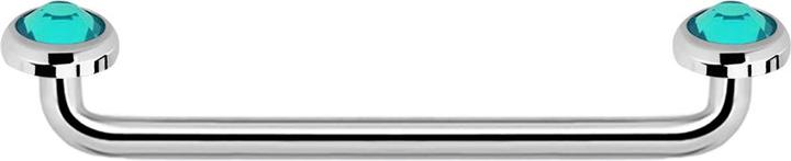 Produktbild Star Piercing Surface Barbell Innengewinde silber 90° mit zwei Scheiben Kristall türkis (Chirurgenstahl 316L)