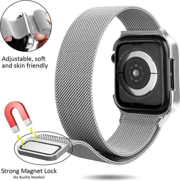 Actual product image MU Classic RJT Series Stainless Steel Bracelet with Magnetic Closure (40 mm, Stainless steel, Apple Watch Series 5, Apple Watch Series 6, Apple Watch SE, Apple Watch Series 4)