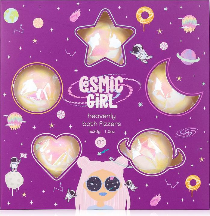 Accentra Badefizzer COSMIC GIRL in Geschenkkbox, 5 x 30g, Duft: Bubblegum, Farbe: lila/rosa, VE 6/24 (Badekugeln)