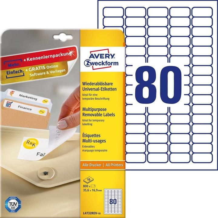 Produktbild Avery Etiketten, ablösbar, Home Office, Kleinpackung