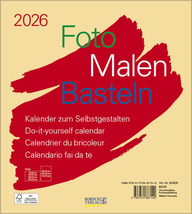 Image du produit Foto-Malen-BastelnBastelkalenderbeige2026 (Allemand)