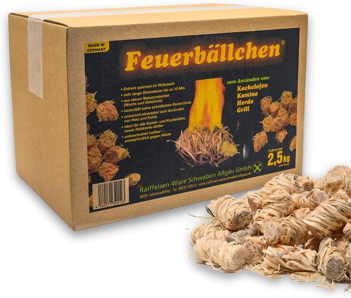 Actual product image Raiffeisen-Waren Fireballs for lighting tiled stove, fireplace-2.5 kg box approx. 200 pieces