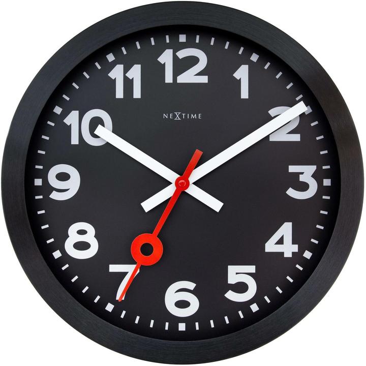 Actual product image Nextime Wall clock Station Ø 35 cm, black, shape: Round (35 cm)