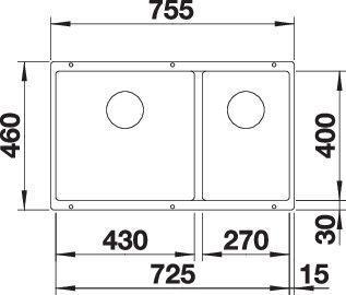 Actual product image Blanco SUBLINE 430/270-U (Undermount sink, 75.50 cm, 46 cm)