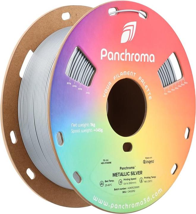 Image du produit Polymaker Panchroma™ PLA Metallic (PLA, 1.75 mm, 1000 g, Argent)
