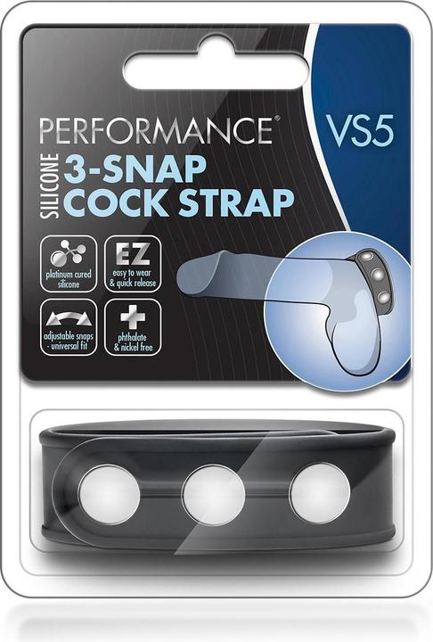 Actual product image Blush Novelties, Performance - Puria Silicone 3 Snap Classic Adjustable Cock Ring Strap - Rugged Sta (2 cm)