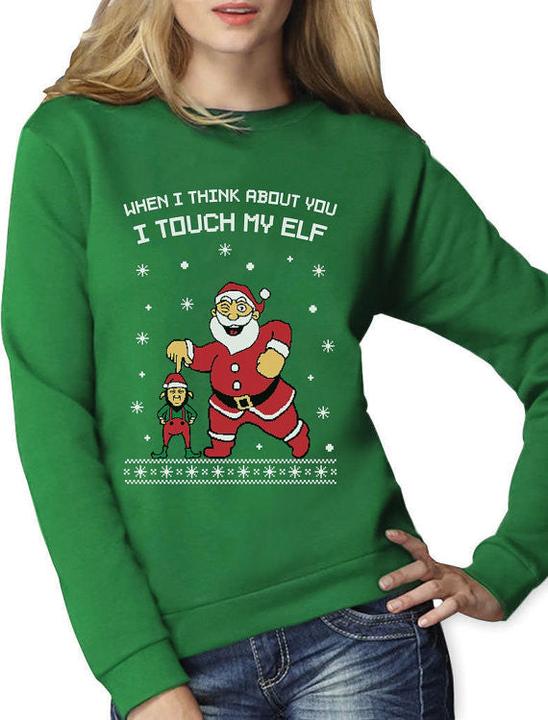 Green Turtle I Touch My Elf - Chandail de Noël laid (M)