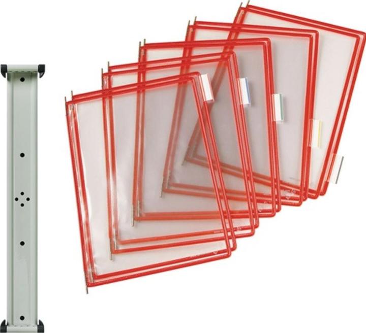 Produktbild Tarifold Wandhalter 10 Sichttafeln rot mit Drahtrahmen, kunststoffummantelt passend für DIN A4