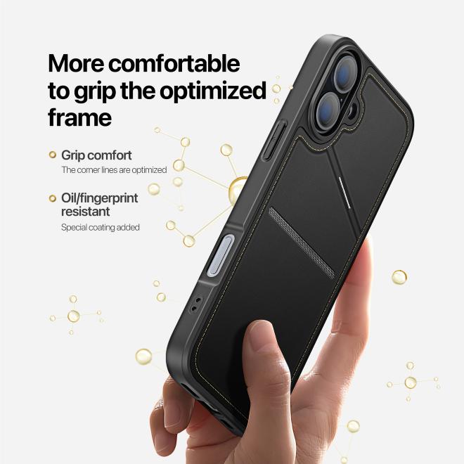 Immagine prodotto Dux Ducis Custodia per iPhone 16 Plus con slot per schede - Nero (Apple iPhone 16 Plus)