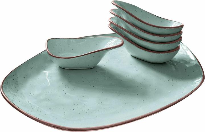 Loberon Servierschälchen 6er Set Biarré türkis