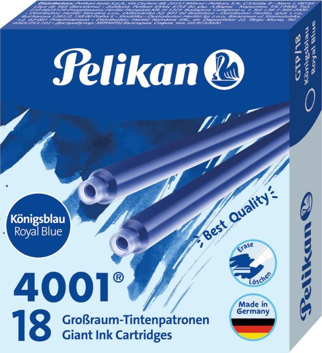 Immagine prodotto Pelikan Cartucce d'inchiostro a grande capacità 4001 GTP/18, blu royal Cartucce standard a grande capacità (Gelina, Blu reale)