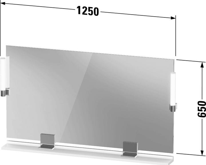 Produktbild Duravit Sivida Spiegel, Diamantschwarz Matt, 1250x36x650mm, Aufsatzleuchte, Sensorschalter, Netzansc