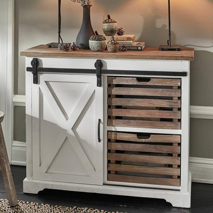 Produktbild Loberon Kommode Bastid weiss/braun (100 x 40 x 85 cm)