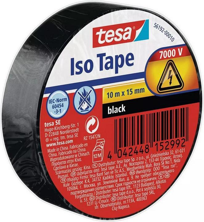 Produktbild tesa 5x Elektro Isolierband, hitzebeständiges Klebeband zum Isolieren, Reparieren & Bündeln, Fünferpack (15 mm)