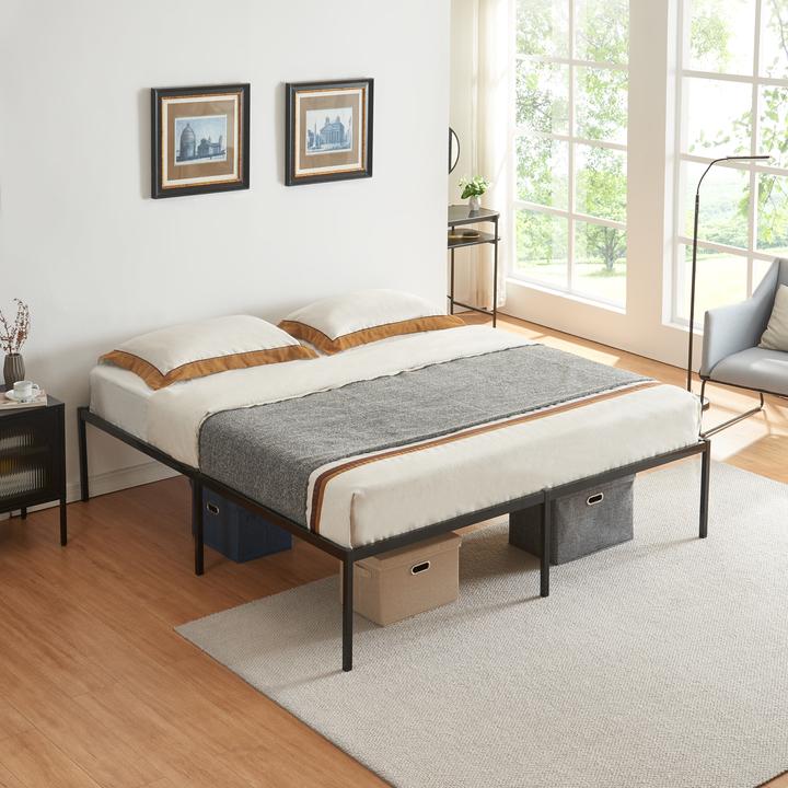 Actual product image En.Casa Metal bed Vårdö with mattress 180x200 cm black (180 x 200 cm)