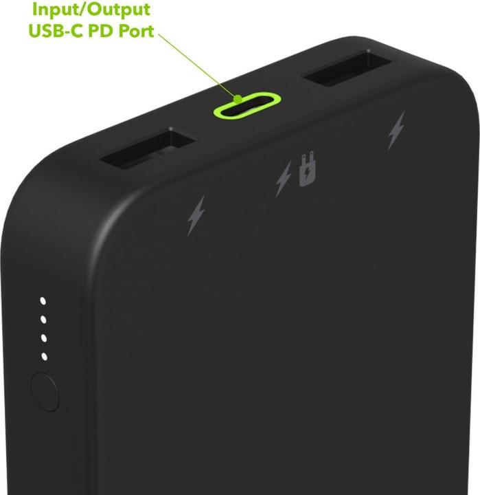 Actual product image Zagg MOPHIE POWERSTATION 10K WITH PD BLACK (20W USB C 2XUSB A 12W) (10000 mAh, 20 W)