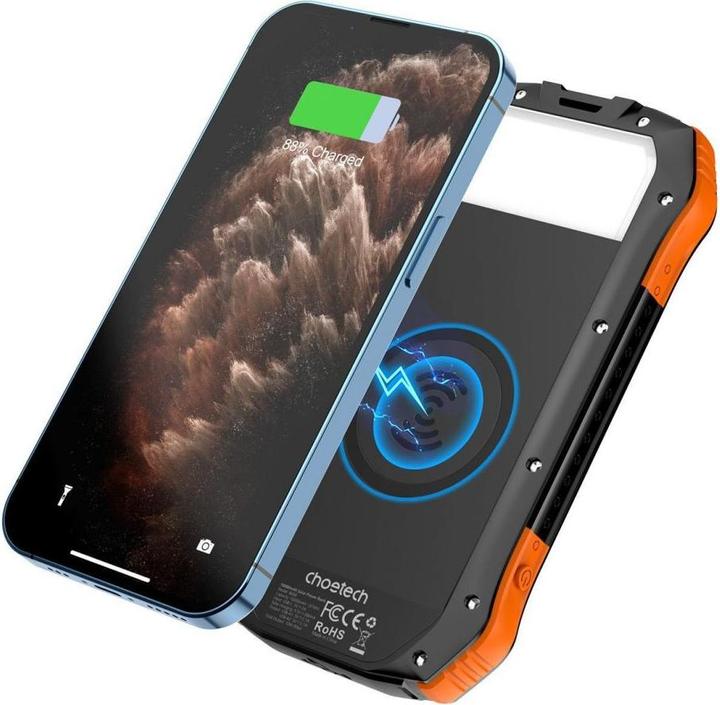 Produktbild Choetech Solar powerbank with inductive charging 10000mAh Qi 5W orange (B659) (10000 mAh, 10.50 W, 10000 Wh)