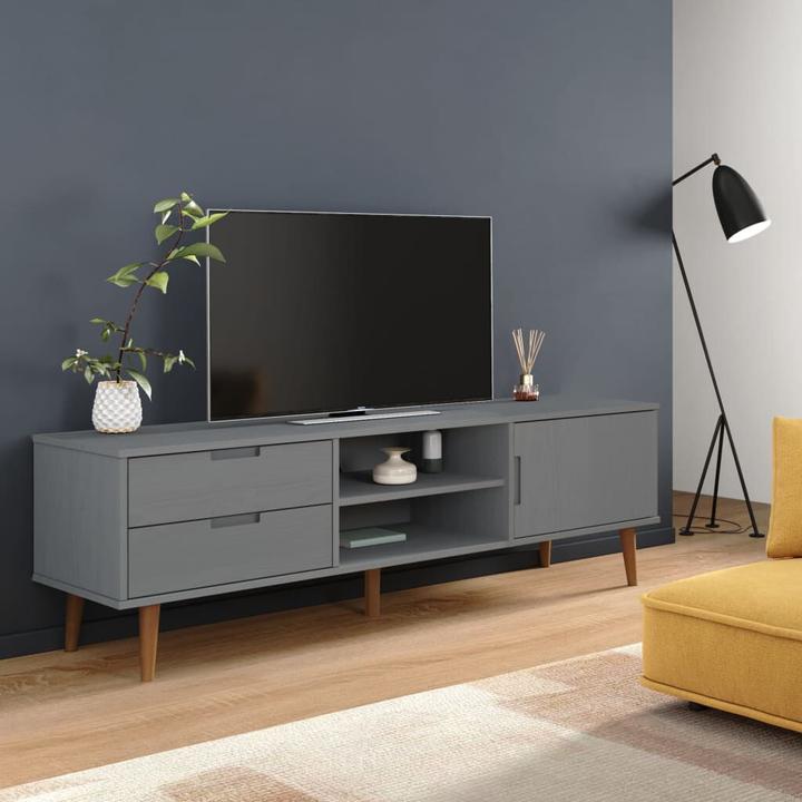 Image du produit VidaXL TV-Schrank MOLDE Grau 158x40x49 cm Massivholz (158 x 40 x 49 cm)