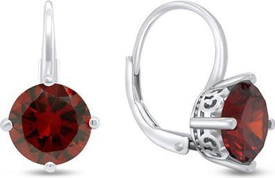Brilio Silver - Matching silver earrings with red zircons EA302WR