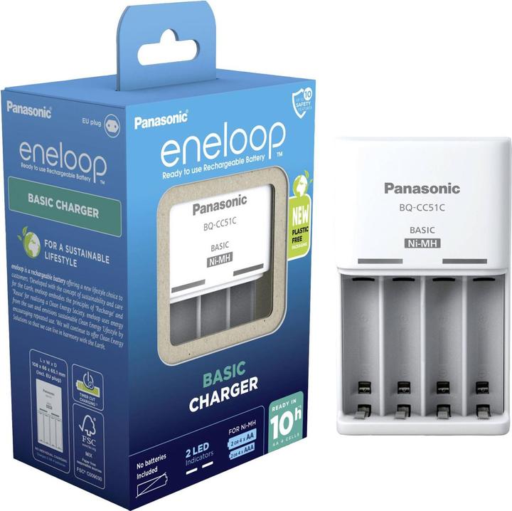 Image du produit Panasonic Chargeur de base eneloop BQ-CC51E (1 pcs, AA, Chargeurs sans batterie)