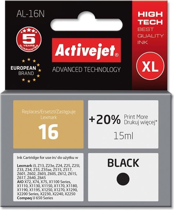 Actual product image Activejet AL-16N - Compatible - Pigment based ink - Black - Lexmark - Lexmark: i3 - (FC)