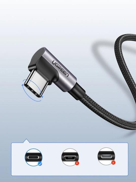 Produktbild Ugreen USB-C gewinkelt zu USB-A 2.0 A Datenkabel (2 m, USB 2.0)