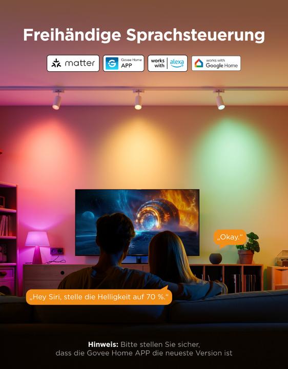 Produktbild Govee Smart Light Bulb E14, RGBWW, CRI groesser als (E14, 5 W, 450 lm, 1 x, F)
