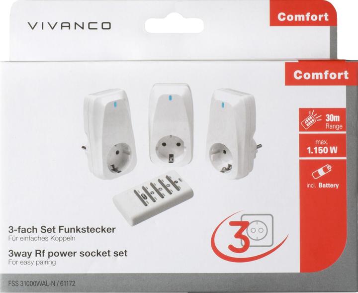 Produktbild Vivanco FSS 31000WAL-N Smart Plug 1150 W Weiss