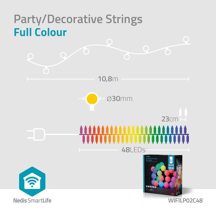 Immagine prodotto Nedis SmartLife LED decorativo | Wi-Fi | RGB | 48 LED | 10,80m | Android™ / IOS (10.80 m)