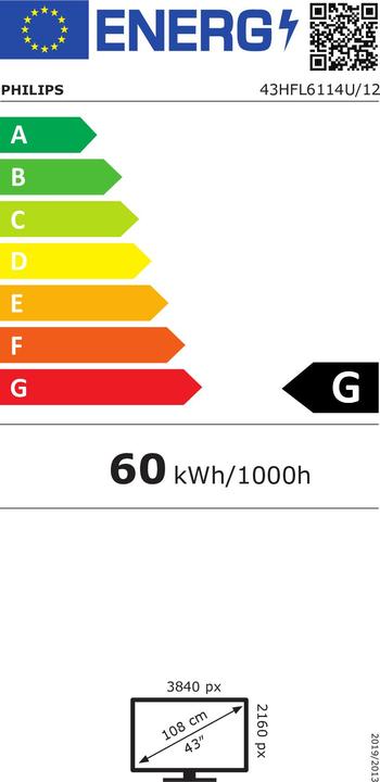 Energie-Label Philips Hotel TV 43HFL6114U/12 43" MediaSuite (43", LCD)