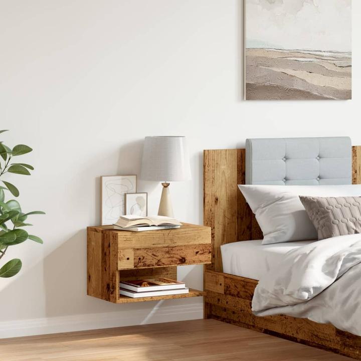 Produktbild VidaXL Wand Nachttisch Nachtschrank Nachtkommode Hängend 2 Stk. Altholz-Optik (46 x 29.5 x 30 cm)