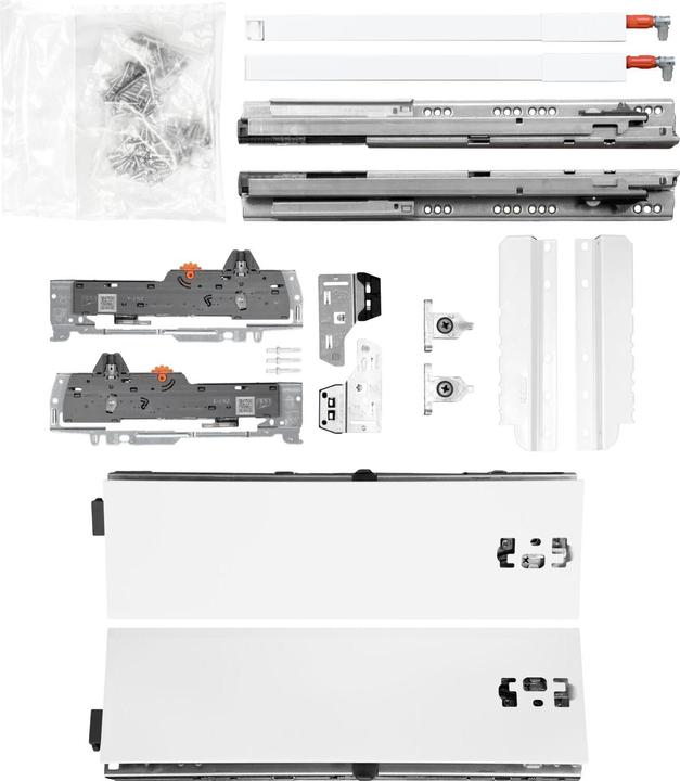 Produktbild Vasalat BLUM Schubladenschienen TANDEM-Höhe 115 m. Reling 227mm 20kg, NL270 weiss KB600mm