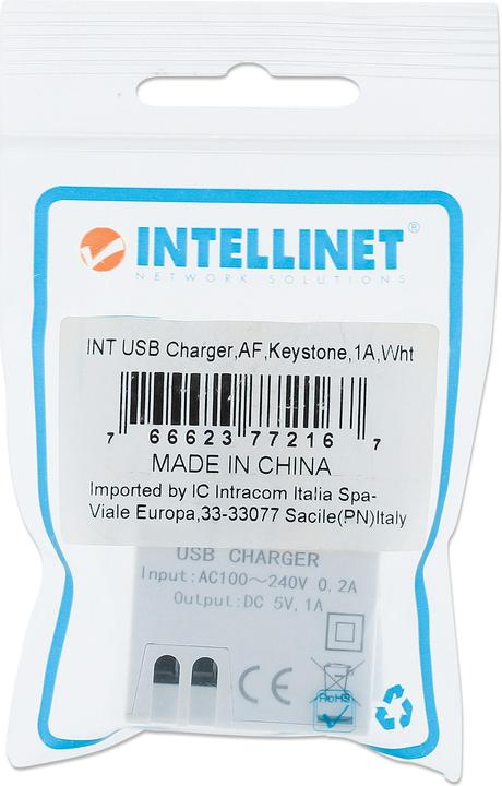 Produktbild Intellinet Modularbuchse mit USB Typ A-Ladeport, USB-Port mit / Ausgangsleistung (USB-A, 4.05 cm)