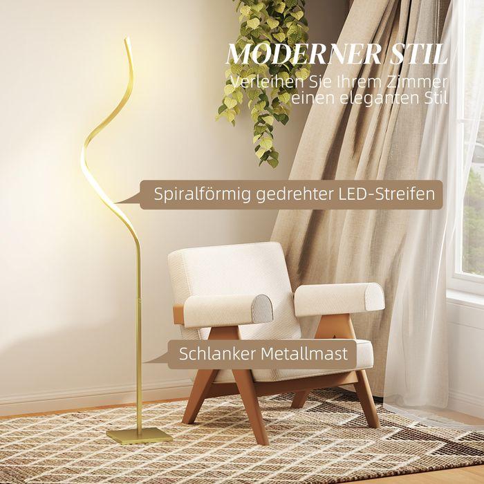 Actual product image Swisshandel24 Stehlampe Dimmbar LED Stehleuchte mit Fussschalter für Wohnzimmer, Gold (700 lm)