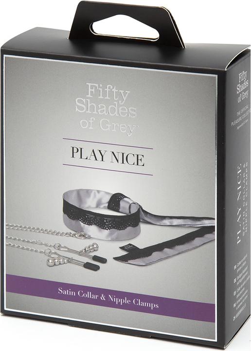 Produktbild Fifty Shades of Grey Play Nice Satin & Lace Collar & Nipple Clamps - Black
